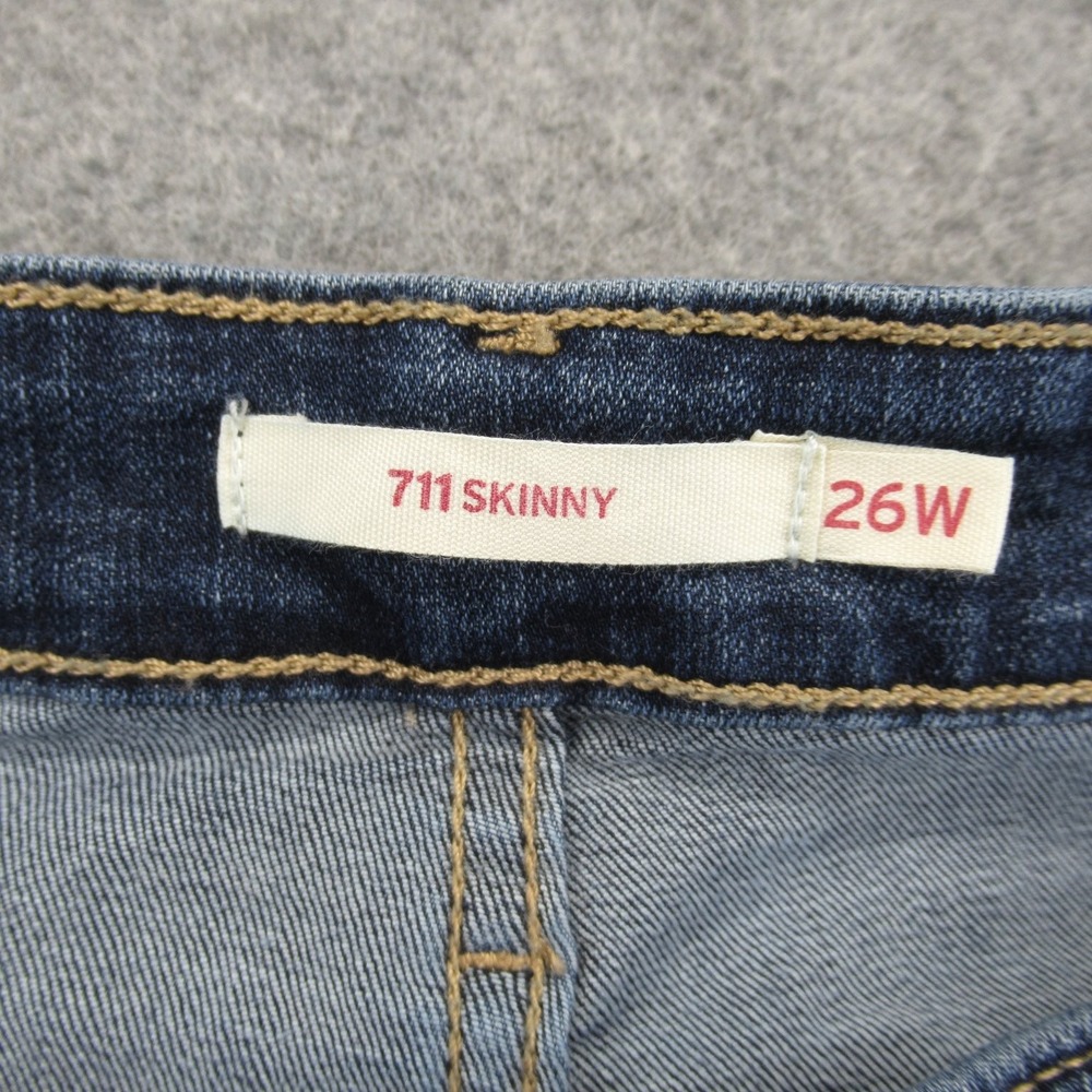 Levi's 711 Skinny Women's Jeans 26W Blue Distressed Stretch Denim - Picture 4 of 16